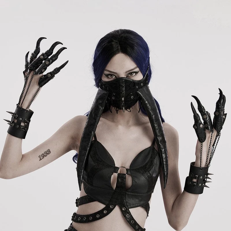Punk-Fingerspitzenarmbänder aus Kunstleder für Damen