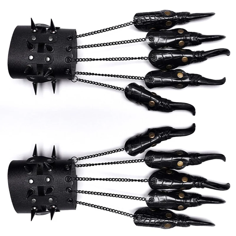 Punk-Fingerspitzenarmbänder aus Kunstleder für Damen