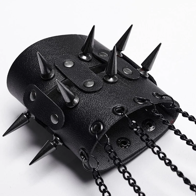Punk-Fingerspitzenarmbänder aus Kunstleder für Damen