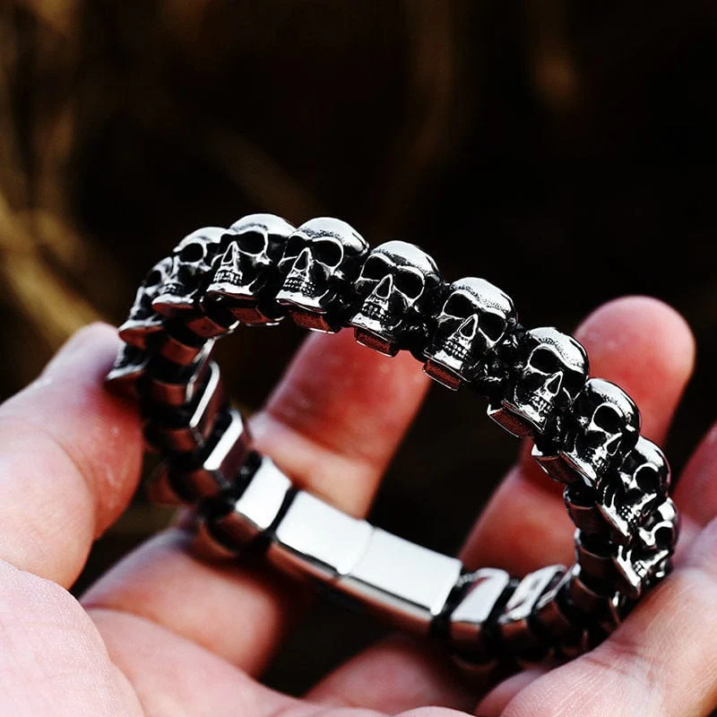 Herren-Punk-Totenkopf-Kettenarmband