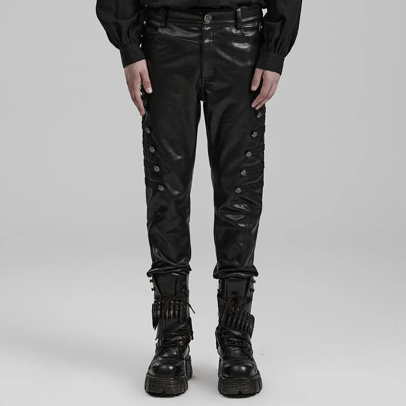 Herren Punk Kunstlederhose