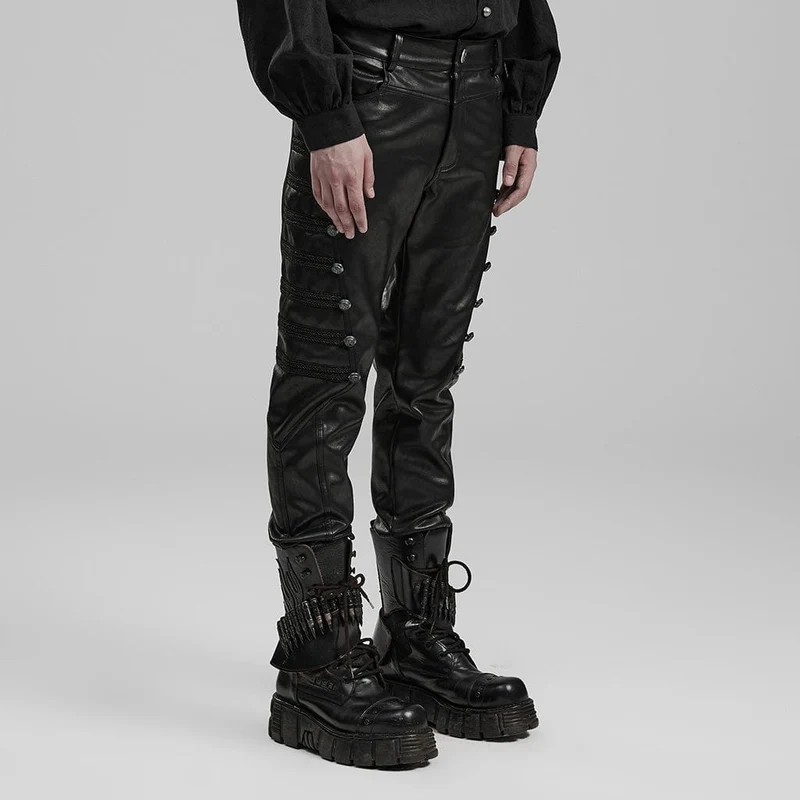Herren Punk Kunstlederhose