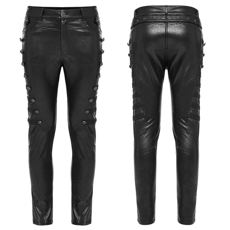 Herren Punk Kunstlederhose