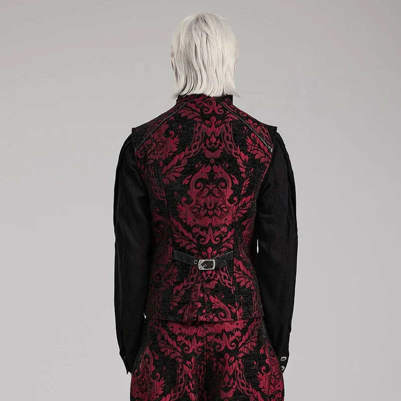 Herren-Gothic-Stehkragen-Jacquard-Splice-Weste