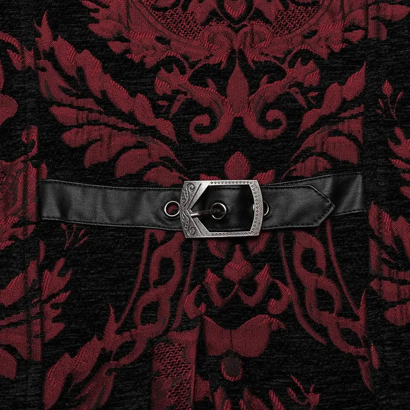 Herren-Gothic-Stehkragen-Jacquard-Splice-Weste