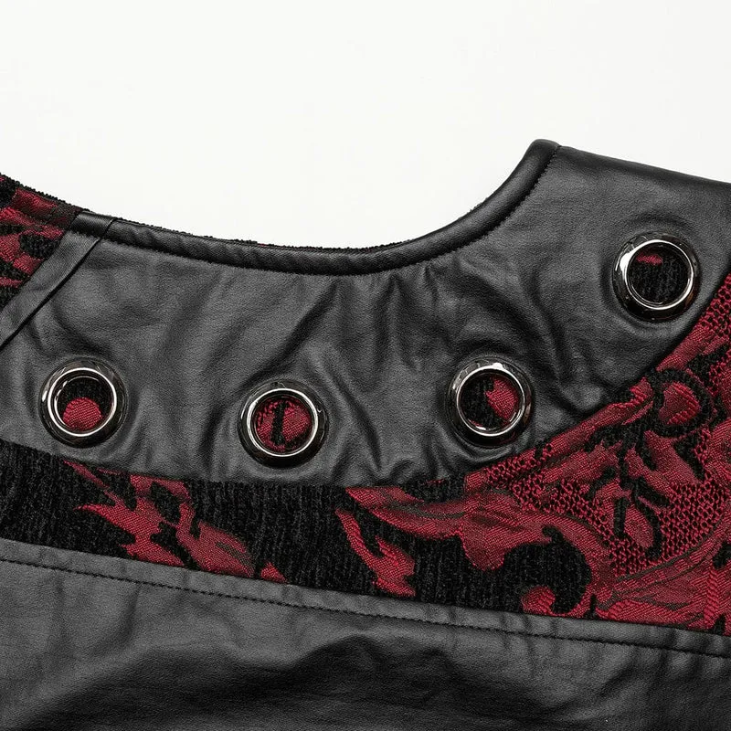 Herren-Gothic-Stehkragen-Jacquard-Splice-Weste