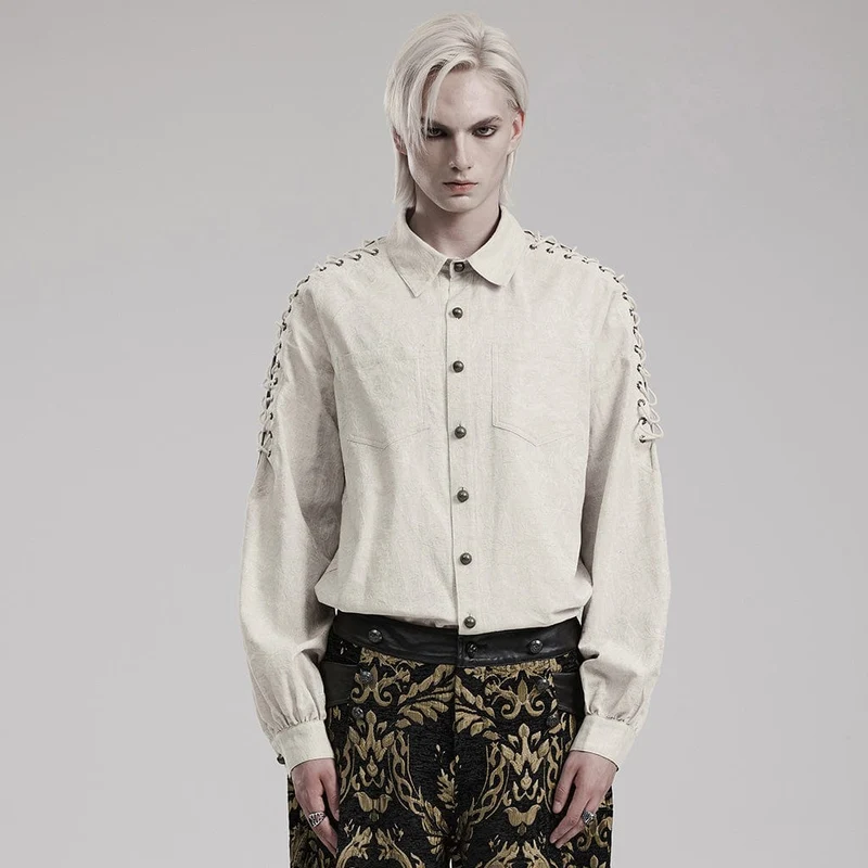 Herren-Hemd mit Gothic-Trägern und Puffärmeln