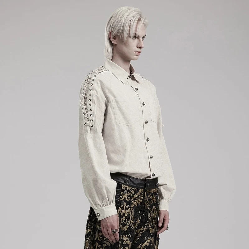 Herren-Hemd mit Gothic-Trägern und Puffärmeln