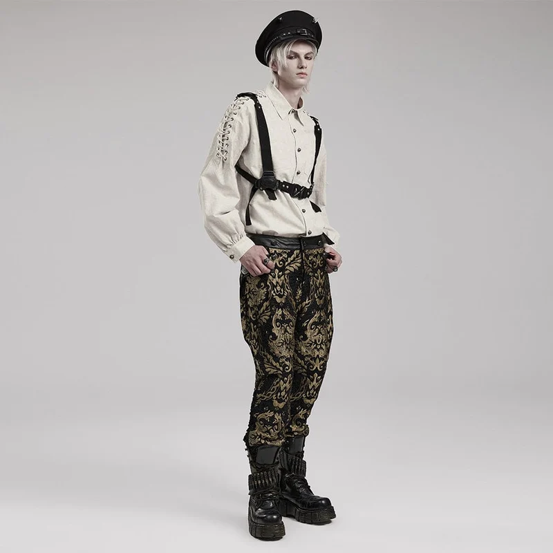 Herren-Hemd mit Gothic-Trägern und Puffärmeln