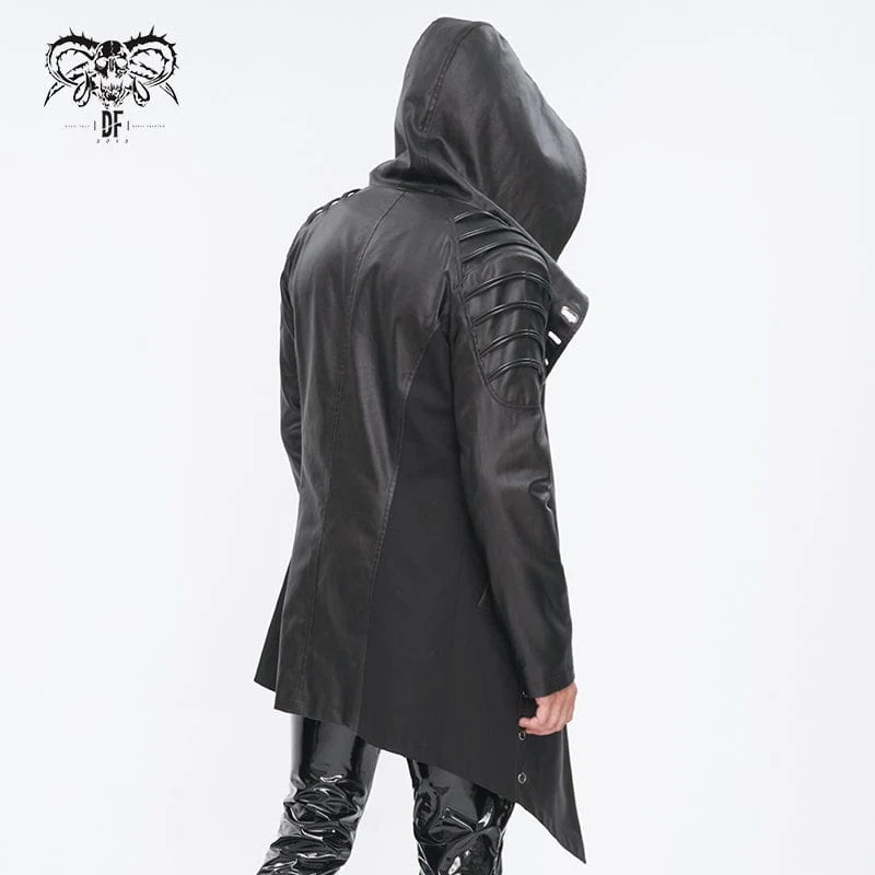 Herren-Gothic-Jacke mit unregelmäßigen Ösen und Kapuze
