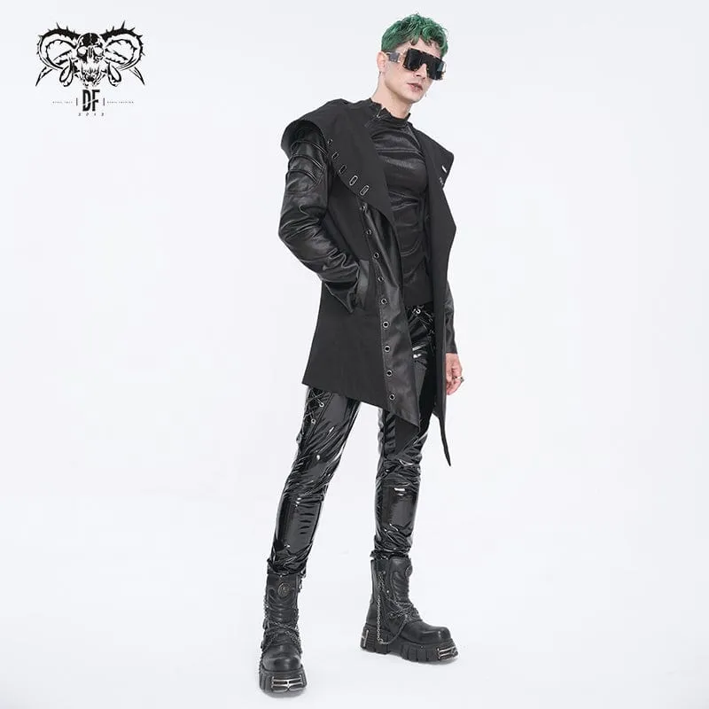 Herren-Gothic-Jacke mit unregelmäßigen Ösen und Kapuze