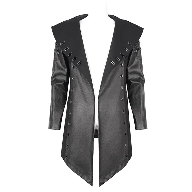 Herren-Gothic-Jacke mit unregelmäßigen Ösen und Kapuze