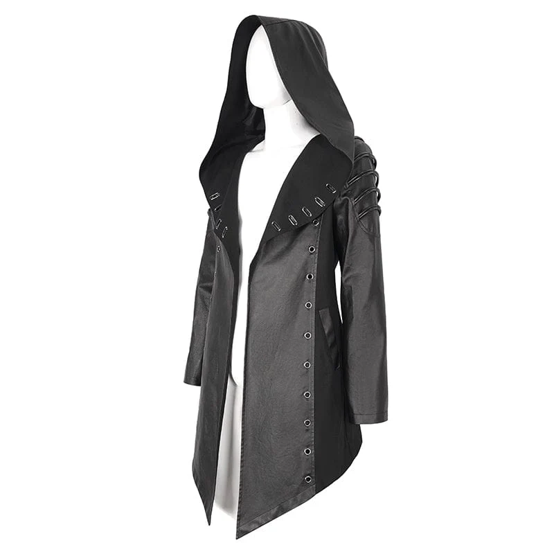 Herren-Gothic-Jacke mit unregelmäßigen Ösen und Kapuze