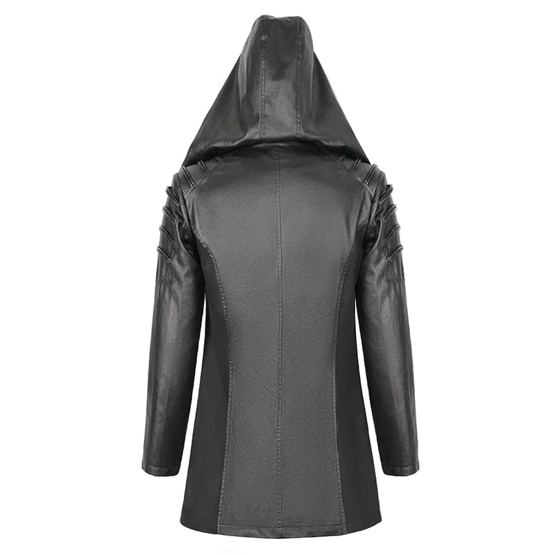 Herren-Gothic-Jacke mit unregelmäßigen Ösen und Kapuze