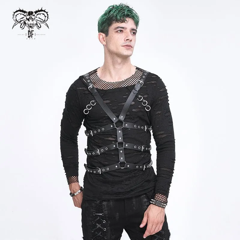 Punk-Geschirr aus Kunstleder mit gekreuzter Schnalle für Herren