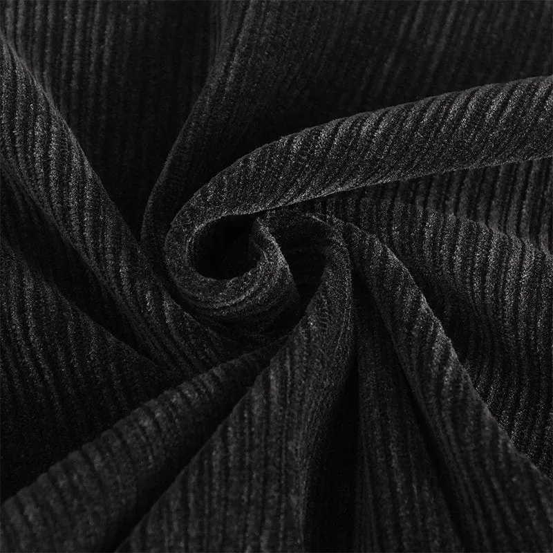 Herren-Gothic-Weste aus unregelmäßigem Samt und Spleiß-Cord in Schwarz