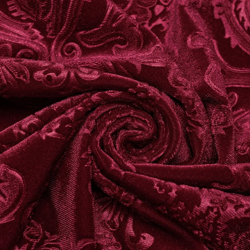 Herren-Gothic-Hemd aus geprägtem Samt in Rot