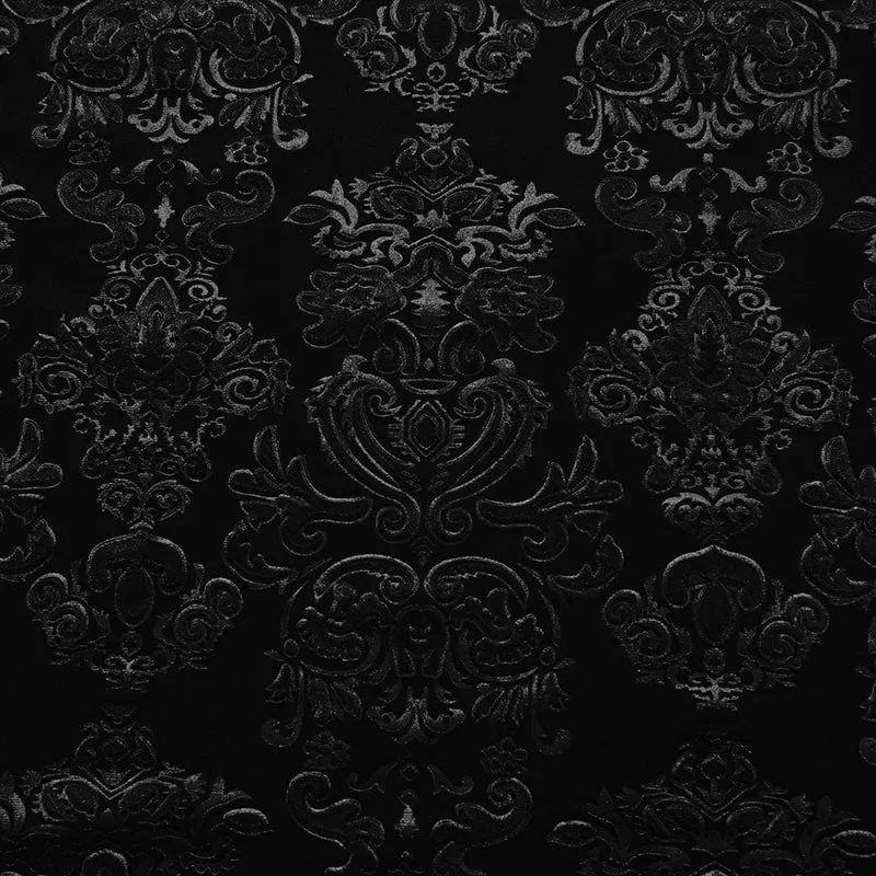 Schwarzes Herrenhemd aus geprägtem Samt im Gothic-Stil