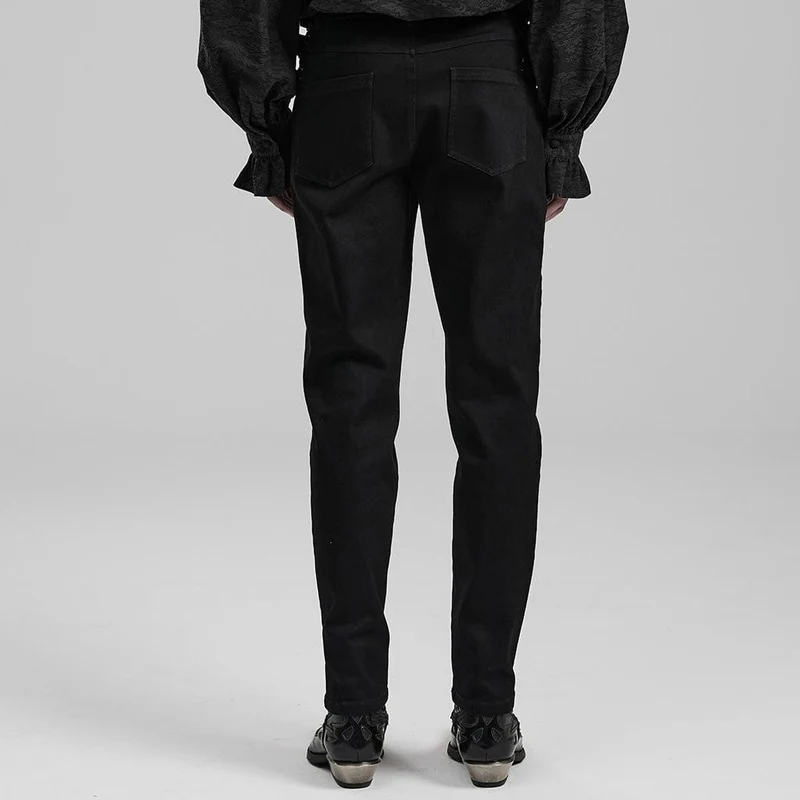 Herren-Jeans mit Punk-Riemen, schmaler Passform und geradem Bein
