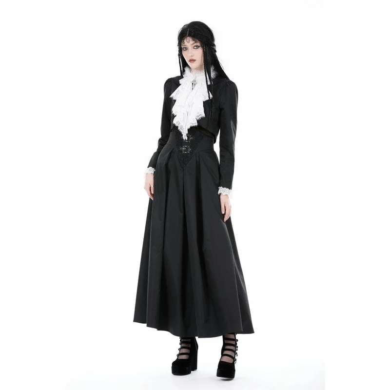 Damen-Jacke im Gothic-Stil mit Stehkragen und Rüschenkragen