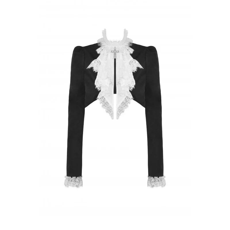 Damen-Jacke im Gothic-Stil mit Stehkragen und Rüschenkragen