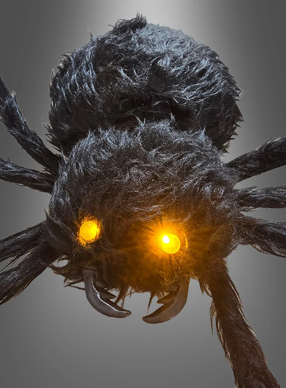 Schwarze Riesenspinne 150cm mit LED Augen