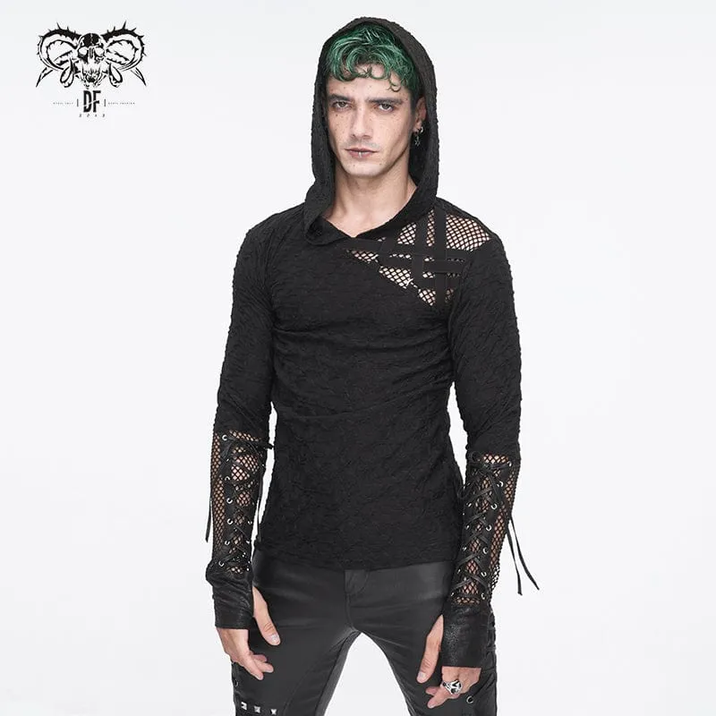 Punk-Kapuzenpullover mit Schnürung und Splice-Motiv für Herren