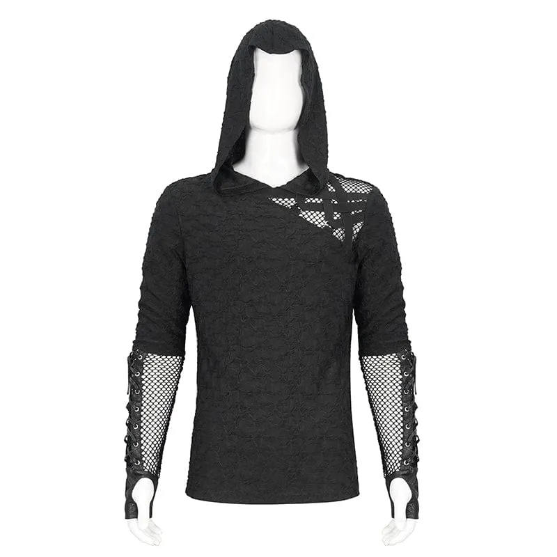 Punk-Kapuzenpullover mit Schnürung und Splice-Motiv für Herren