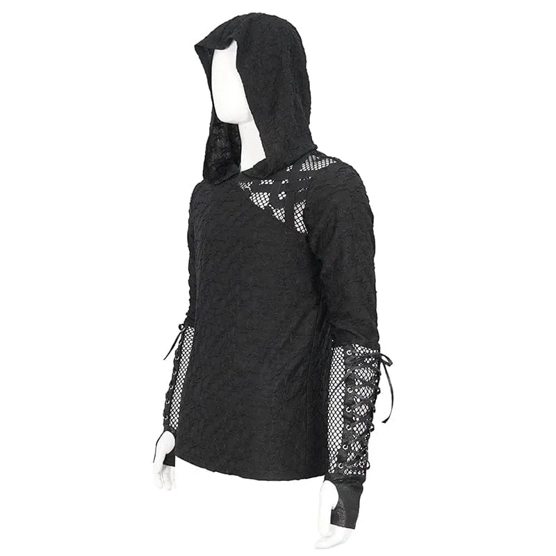 Punk-Kapuzenpullover mit Schnürung und Splice-Motiv für Herren
