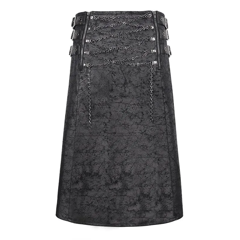 Herren-Gothic-Kettenrock mit mehreren Schnallen