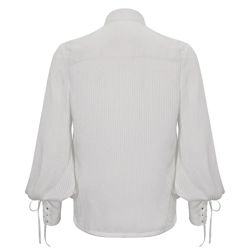 Herren-Hemd im Gothic-Stil mit Puffärmeln und gerüschter Spitze in Weiß