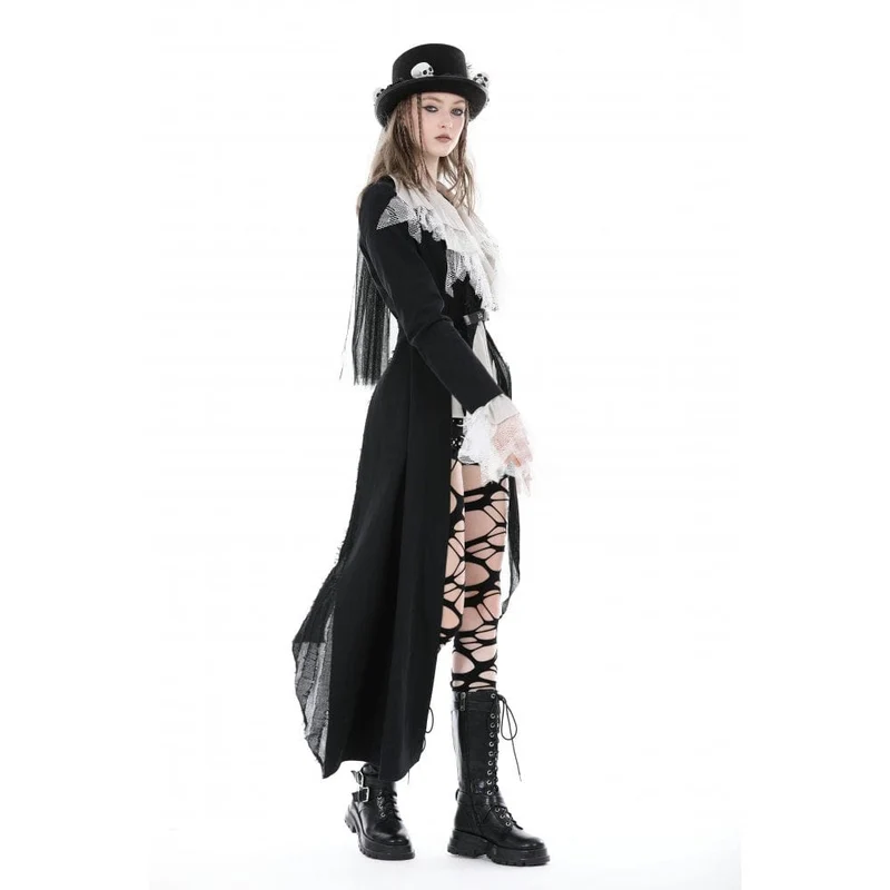 Unregelmäßiger Distressed-Punk-Mantel für Damen mit Gürtel