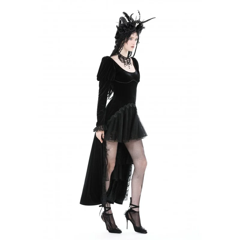 Gothic-Hochzeitskleid aus Samt mit Puffärmeln für Damen