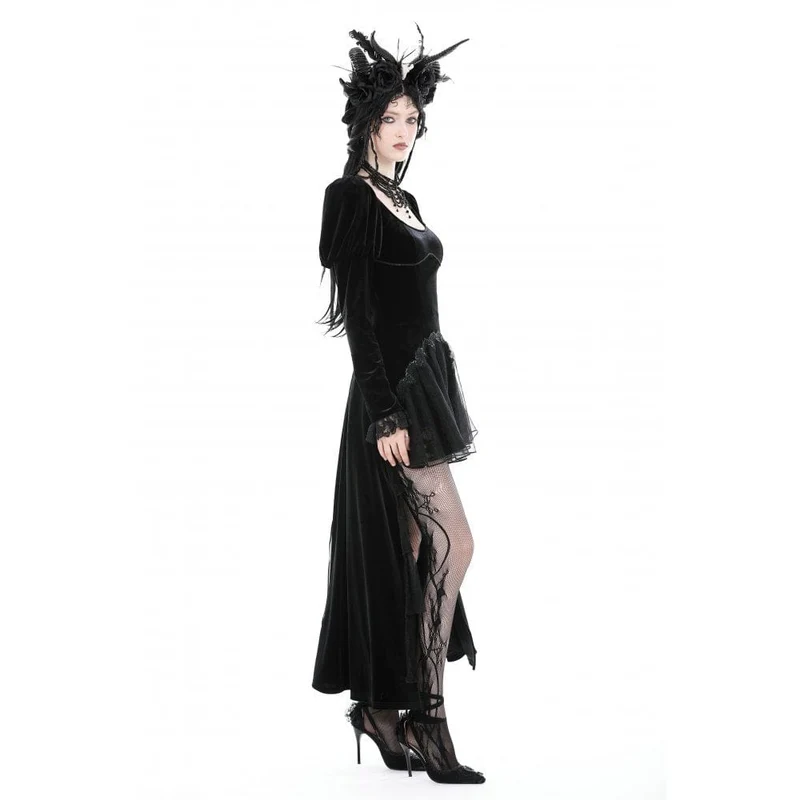Gothic-Hochzeitskleid aus Samt mit Puffärmeln für Damen