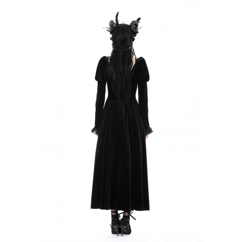 Gothic-Hochzeitskleid aus Samt mit Puffärmeln für Damen