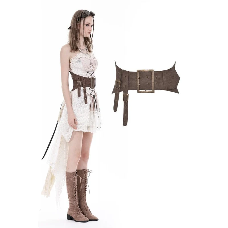 Unregelmäßiges Steampunk-Unterbrustkorsett mit großer Schnalle für Damen