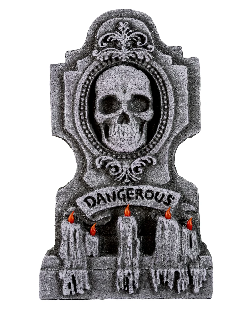 Halloween Grabstein mit Skull & Kreuz 53cm