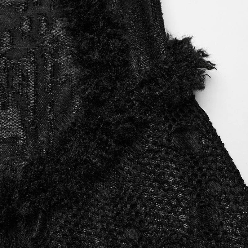 Damen-Hochzeitskleid im Gothic-Stil mit ausgestellten Ärmeln, Mesh-Splice-Spitze