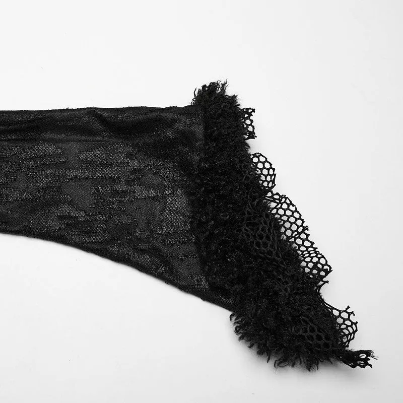 Damen-Hochzeitskleid im Gothic-Stil mit ausgestellten Ärmeln, Mesh-Splice-Spitze