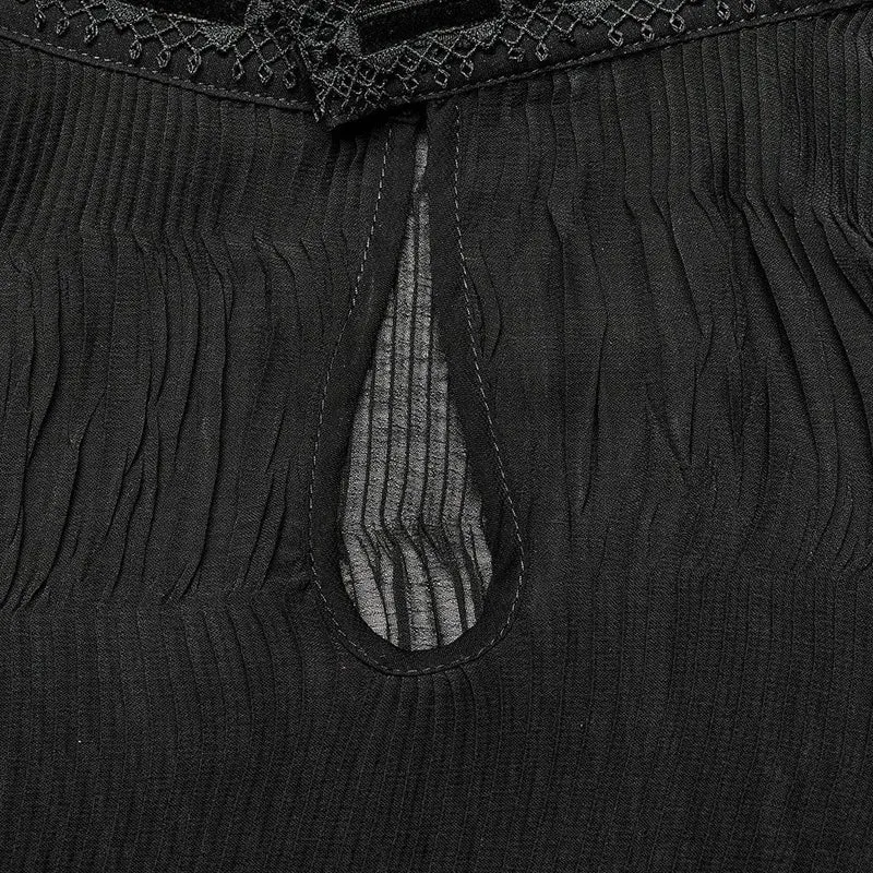 Damen-Gothic-Hemd mit Stehkragen, Puffärmeln und Rüschen