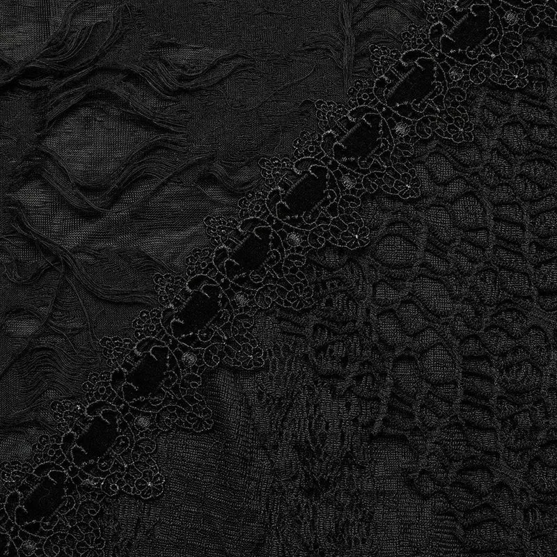 Damen-Gothic-Rock mit gerippter Spitze und Spleiß