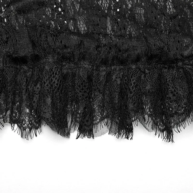 Damen-Gothic-Rock mit gerippter Spitze und Spleiß