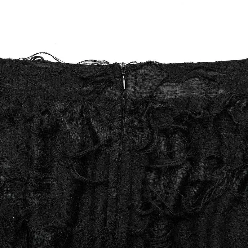 Damen-Gothic-Rock mit gerippter Spitze und Spleiß