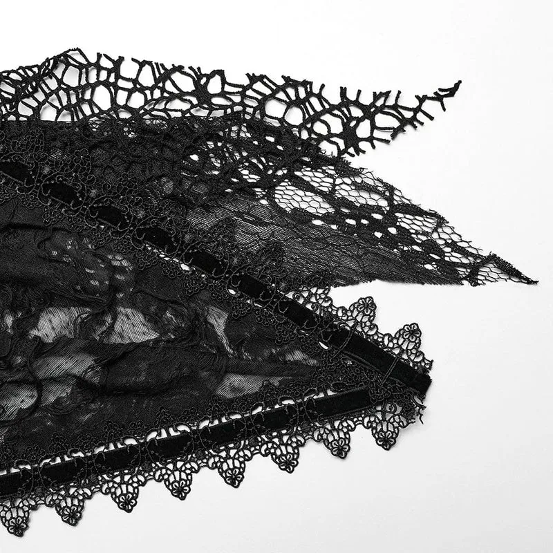 Damen-Gothic-Rock mit gerippter Spitze und Spleiß