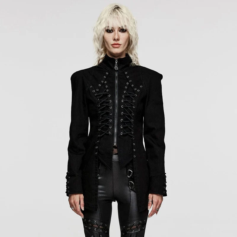Unregelmäßiger Punk-Mantel mit Stehkragen für Damen
