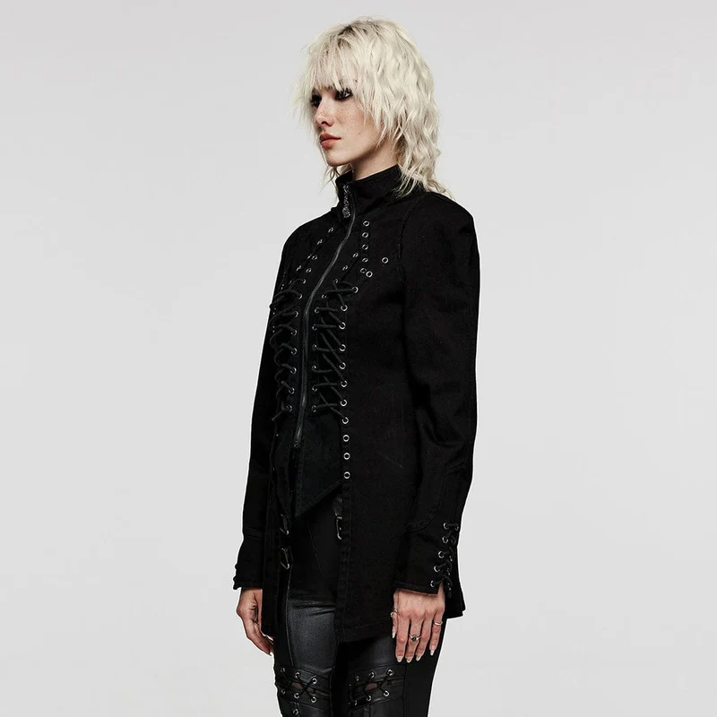 Unregelmäßiger Punk-Mantel mit Stehkragen für Damen