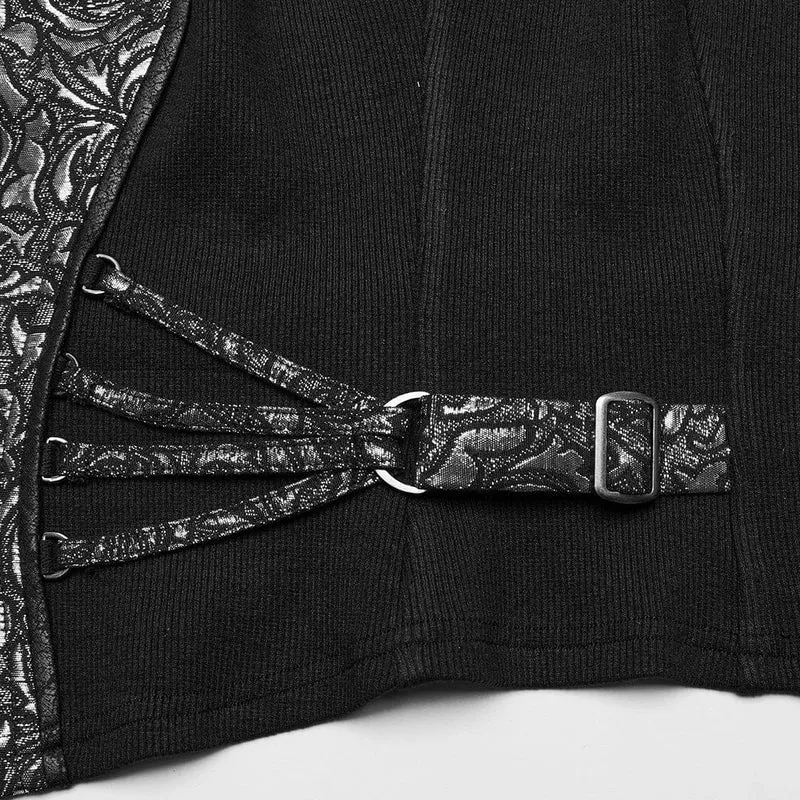 Damen-Gothic-Weste mit Blumenmuster und Schnalle
