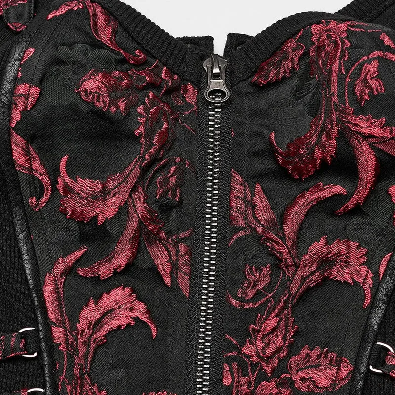 Damen-Weste mit Gothic-Blattmuster und Schnalle