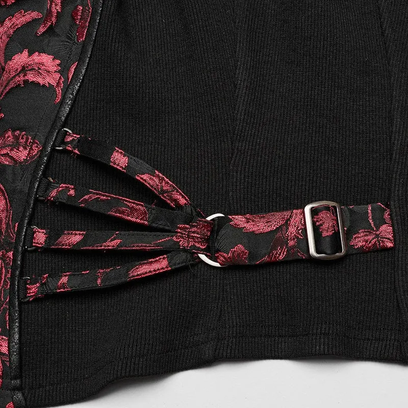 Damen-Weste mit Gothic-Blattmuster und Schnalle