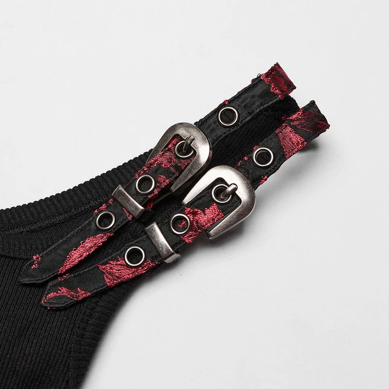 Damen-Weste mit Gothic-Blattmuster und Schnalle